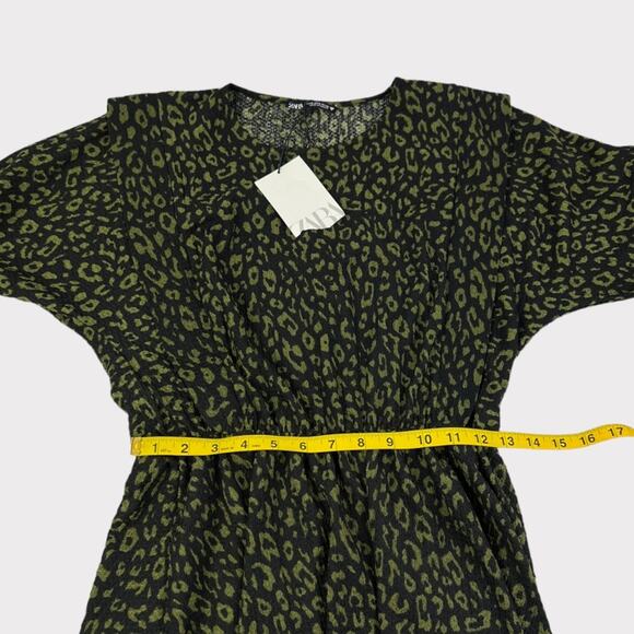 Zara Textured Leopard Print Ruffle Mini Dress Size Small NEW - Picture 6 of 8